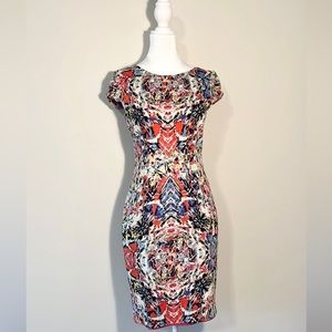 T Tahari multi sheath back zipper dress